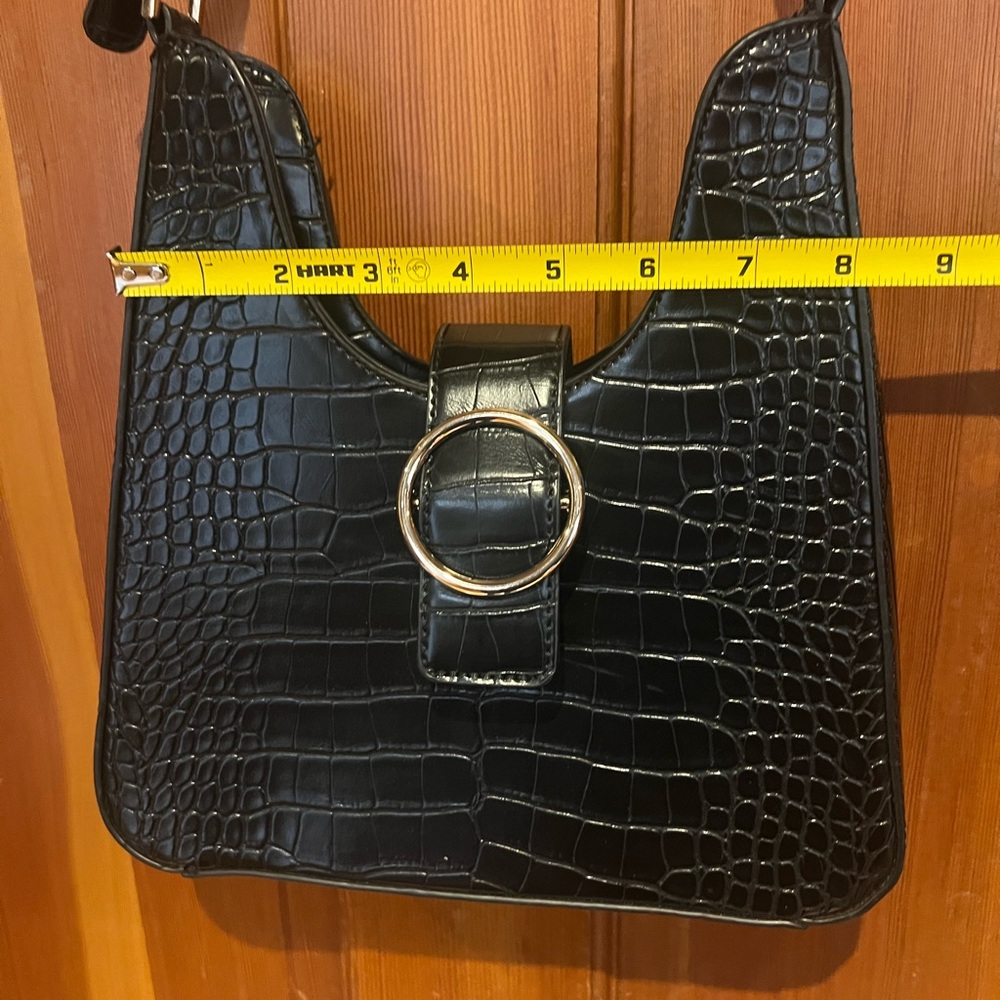 Madison West Black Croc-Embossed Shoulder Bag - Picture 8 of 9